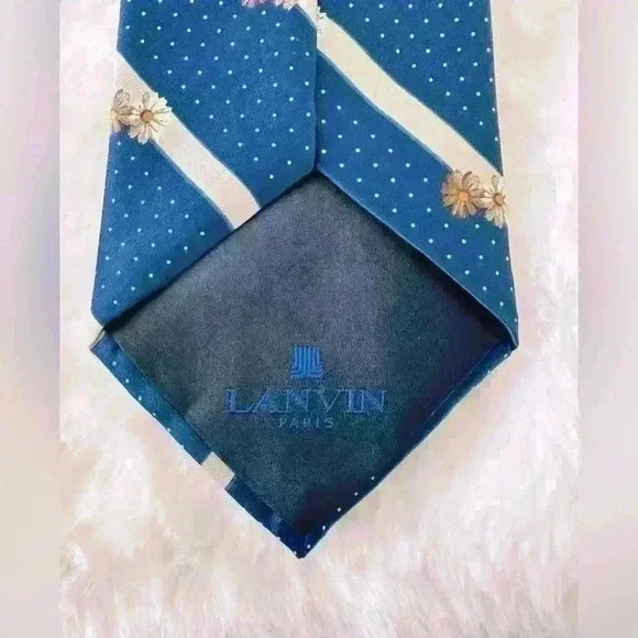 Lanvin Men’s Tie 100% Silk Made in France - Picture 3 of 7